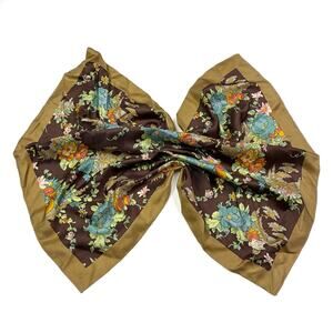 Liberty of London Vintage Silk Scarf Brown Floral 22.5” Square